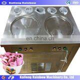 High Quality Fried Frozen Yogurt/Soft Ice Cream Machine/Double Flat Round Pans Fry Roll Ice Cream thumbnail-4