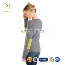 Cashmere V Neck Jumper Sweaters Women Elbow Patch Sweater Women thumbnail-2