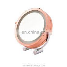 New Design Round Shape Makeup Vanity Mirrored High Quality Home Bedroom Rose Gold Sliver Beauty Table LED Touch Makeup Mirror thumbnail-3