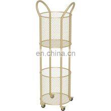 Black White Gold Metal Mesh Slim Storage Bathroom Organizer Rack Double Layer Bathroom Rack With Wheels