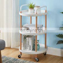 3 Layers Storage Racks With Wheels Metal And Bamboo Storage Shelf Rack Bathroom Kitchen Storage Rack thumbnail-3