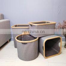 Wholesale Popular Design Folding Laundry Basket Bins Set Collapsible Bamboo Storage Basket/slim Cloth Laundry Hamper Handles thumbnail-4