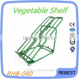 Supermarket fruit vegetable display shelf with four wheels