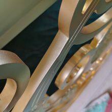 Curved Rotating Villa Stairs European Brass Engraved Sandblasted Gold-plated Handrails thumbnail-3