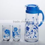 drinking glass water set, glass jug and cups