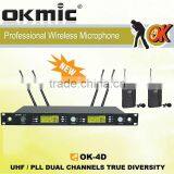 OK-4D UHF/PLL Double Channels Wireless Microphone Made in China thumbnail-1