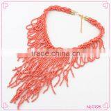 New Fashion Long Tassels Women Jewelry Beads Pendant Bib Necklace thumbnail-1