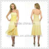 Tea Length Strapless Yellow Bridesmaid Dress 2013 thumbnail-1