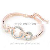 Fashion Jewelry 18K Rose Gold Filled Clear Unique Circle Austrian Crystal Bangle Bracelet thumbnail-5