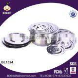 9 PCS In One Stainless Steel Material Flat Bottom Pot With Lid