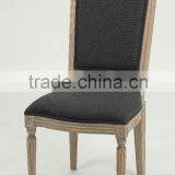 Classic French Style Solid OAK Carved Black Linen Dining Chair/restaurant Chair(CH-809-OAK) thumbnail-1