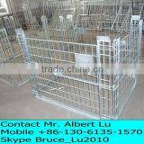 Cheap Galvanized Warehouse Stackable N Foldable Wire Mesh Metal Storage Cage thumbnail-1