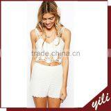 Sexy Nude Women Photos Beach Short High-rise Waist White Crochet Lace 2014 thumbnail-1