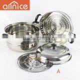 Allnice-two Overlapping Stainless Steel Steamer Pot With Glass&steel Lid thumbnail-5