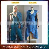 Film Game of Thrones Daenerys Targaryen Cosplay Costume Blue Dress and Cloak A Song of Ice and Fire Movie Cosplay Costume