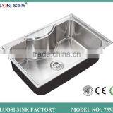 2015 modern style double bowl kitchen sink with drainboard 7550A