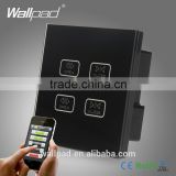 4 Gang WIIFI Curtain Switch Wallpad Black Glass 4 Gang 2 Way WIF Remote Controlled Touch Double Shutter Blinder Wall Switches                        
                                                Quality Choice
