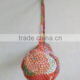 Red Kantha Yoga Bag Hippie Cross Body Bag Vintage Yoga Mat Bag Indian Ethnic Traditional Yoga Bag Embroidery Bag thumbnail-4