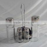 Glass Salt Peper Shaker With Stand