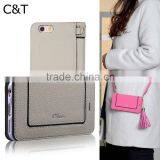 C&T Detachable Strap PU Leather Wallet Handbeg Protective Smartphone Shell for IPhone SE
