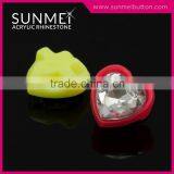 Heart Shape Opaque Neon Color Acrylic Loose Stone in Sewing Set