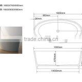 Artificial Stone Bathtub, Acrylic Solid Surface Bathtub Freestanding Bathtub thumbnail-4