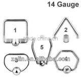 14 Gauge Stainless Steel Jewelry Unique Ball Closure Rings Piercing thumbnail-1