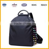 Korean Style Waterproof Black Nylon Girls Fancy Backpack Schoolbag Leisure Bag