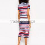 High Fashion Design Hand -made Sweater Dress Short Sleeve Sweater Dress Colorfull Stripe Sweater Dress thumbnail-2