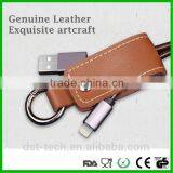 Luxury Man Genuine Leather Usb Charger Cable Keychain