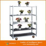 Removeable Foldable 4 Tier Metal Flower Display Cart with wheels