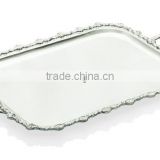 Silver plated rectangle decorative mirror tray