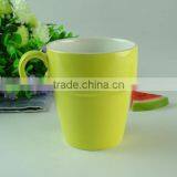Sotck Round Ceramic Yellow -glazed Coffee Cup Tea Cup thumbnail-2