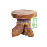 Stool Made From Log Furniture Teak Wood Model Stump Organic ,natural Colot thumbnail-3