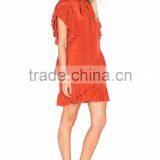 Smart Lady Summer Dress Ruffle Design Neck Bow Women Casual Dress thumbnail-3