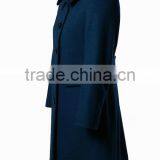 Ladies Straight Fit Formal Navy Blue Wool Coat thumbnail-3
