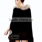 CX-B-P-33C 2016 Wholesale Fashion Lady Pashmina Shawl With Raccoon Fur Collar thumbnail-2