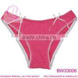 Sexy Womens Pink Dot Printed Cotton Underpants With Bow thumbnail-1