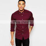 Mens Skinny High-end Shirt In Burgundy Twill Dri Fit Shirt thumbnail-1
