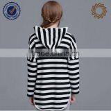 Longline Curve Hem Striped Cute Hoodies for Women thumbnail-2