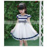 2017 New Style Girl Boutique Stripe Flower Wholesale Dress Cap Sleeve Dress thumbnail-1