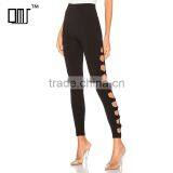 High Waisted Cut Out Design Fashion Ladies Distressed Workout Leggings thumbnail-1