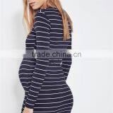 Hot Long Sleeves Stripe Pregnant Women Images Bodycon Maternity Dresses thumbnail-4