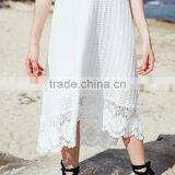 2017 New Design High Grade White Lace Stitching Beach Dress Low-neck Loose and Comfortable Sling Elegant Summer Dress for Women thumbnail-2
