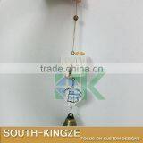 White Wood House Cat Plate Brass Stainless Ringing Bell thumbnail-1