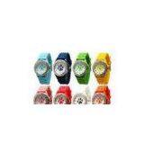 Paw Print Silicone Gel Rubber Band Crystal Bezel Women's Watch Stainless Steel Back thumbnail-1