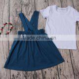 2017 Wholesale Kids Clothing Plain Solid T-shirts Match Suspender Dress Custom Design Baby Clothes thumbnail-3