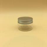 100g Empty Transparent Plastic PET Round Mask Jar With Silver Aluminum Cap thumbnail-1