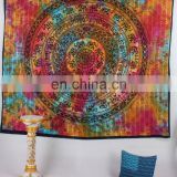 Indian Elephant Tie Die Mandala Decor Cotton Handmade Hippy Queen Wall Hanging, Tapestry, Decorative Bedspread Throw