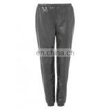 New design grey stretch jersey women track leather pants